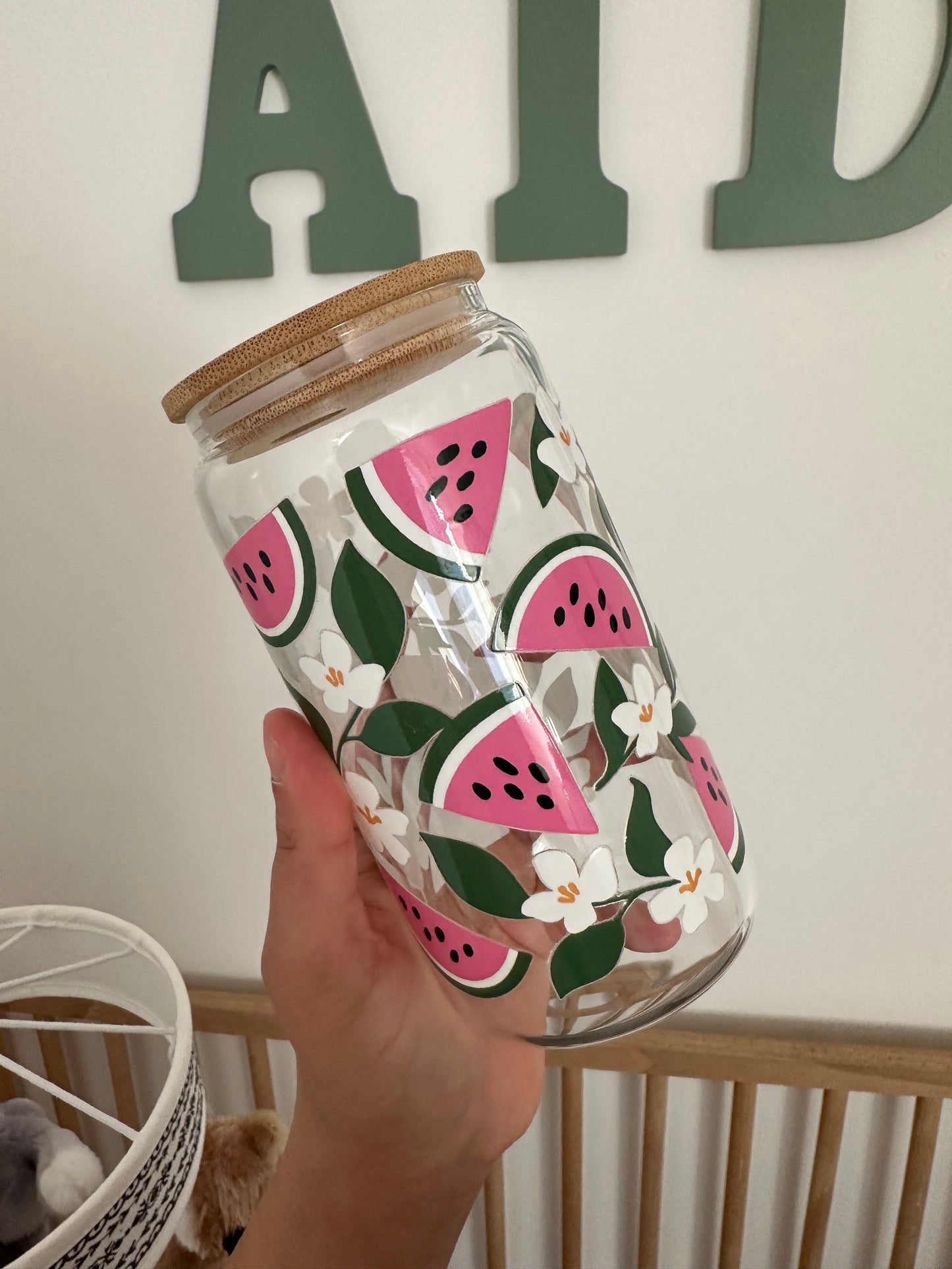 Floral Watermelon - 16oz Beer Can