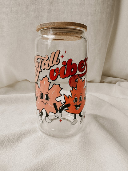 Fall Vibes Beer Can Glass